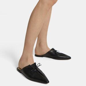 Theory Black Leather Lace Up Mule, Size 39